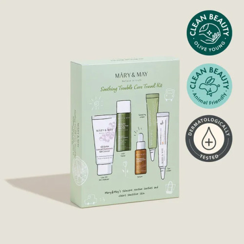 Mary & May Soothing Trouble Care Travel Kit (toner+serum+cream+suncream+gel Cleanser) 230g