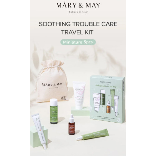 Mary & May Soothing Trouble Care Travel Kit (toner+serum+cream+suncream+gel Cleanser) 230g